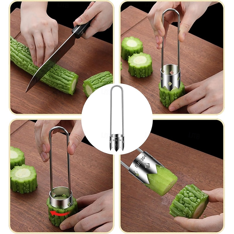 Fruit and Vegetable Corer Tool, Stainless Steel Fruite, Apple Core Remover with Ergonomic Handle, Red Bell Pepper Corer Tool for Vegetables Fruit Kitchen Gadget2