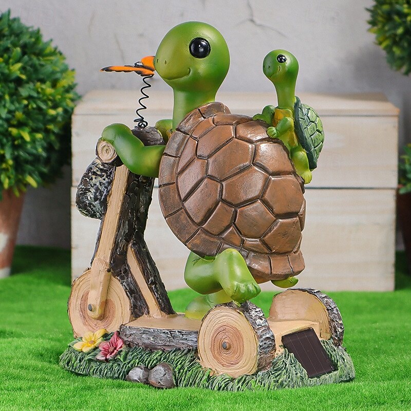 1 Pc Outdoor Solar Turtle Mother and Child Cycling Decorative Light Courtyard Garden Path Lawn Terrace Ornament Light Landscape Observation Light4