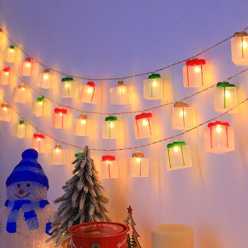 1 Pc 3M-20Leds Christmas Gift Box Light String AAA Battery Box USB Dual purpose Indoor and Outdoor Restaurant Party Festival Atmosphere Decorative Light String3