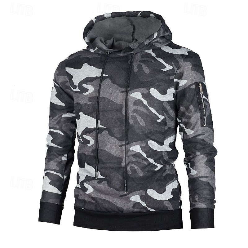 Men's Hoodie Pullover Hoodie Sweatshirt Fleece Hoodie Tactical Hoodie Green Gray Hooded Camouflage Pocket Sports & Outdoor Daily Streetwear Casual Workout Athletic Fall Clothing Apparel Hoodies3