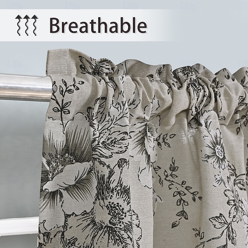 Curtain Drapes Printed Grommet Top Short Curtains  Blackout, Sunscreen Kitchen & Room Divider Drapes3