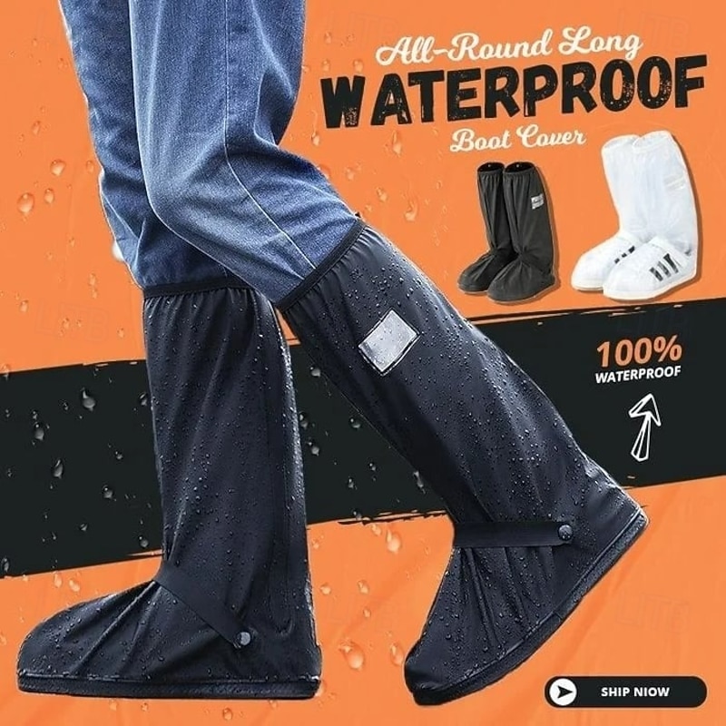 All-Round Long Waterproof Boot Cover for Rainy Weather Over-the-Knee Durable Overshoes Reusable Anti-Slip Rain Boot Protector for Cycling and Outdoor Use