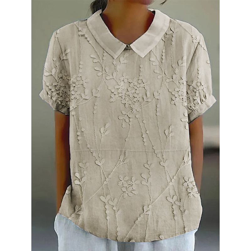 Women's Shirt Floral 3D Daily Casual Short Sleeve Shirt Collar Regular Tops Daily Holiday Buttons Print White Yellow Pink Blue Khaki Summer Spring3