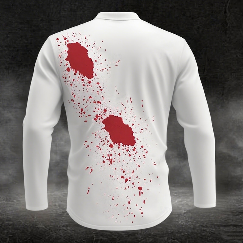 Men's Blood Splatter Funny Henley Shirt Long Sleeve Fashion Cute Daily Casual Holiday Going out Fall Spring &  Fall White Henley Henley T-Shirt2