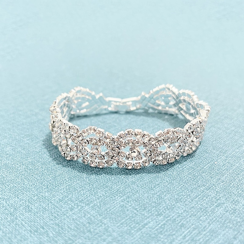 Classic Blessed Stylish Rhinestone Bracelet Jewelry Silver For Wedding Gift Holiday Engagement Festival2