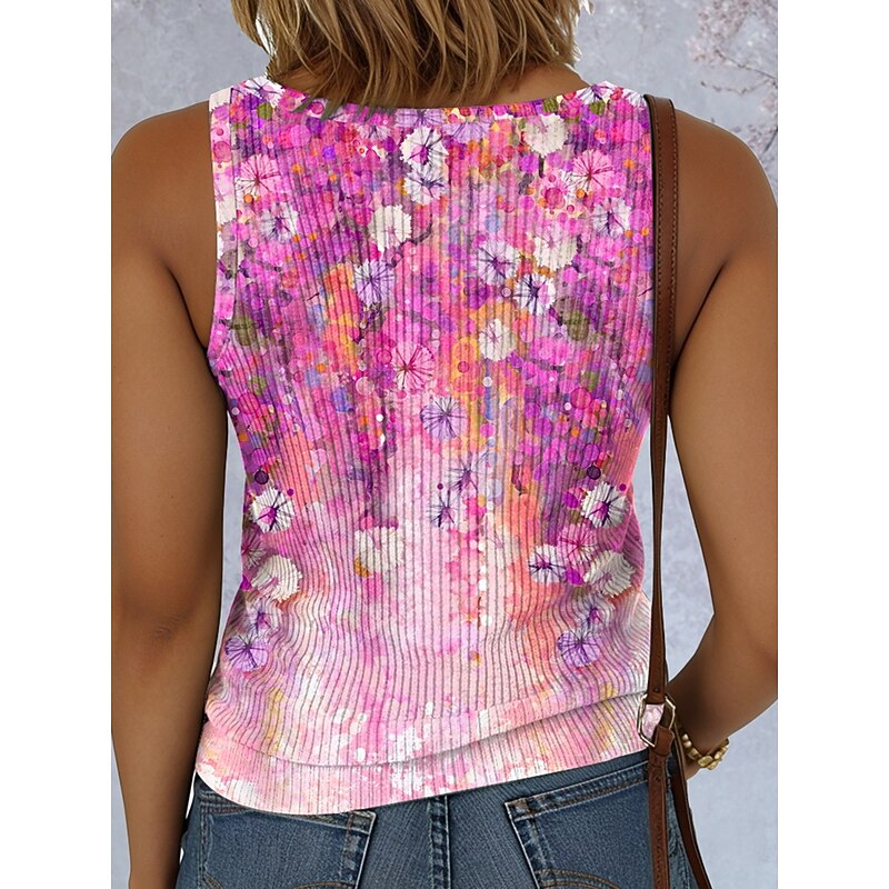 Women's Camisole Tank Top Floral Graphic Vintage Stylish Ethnic Sleeveless Sleeveless V Neck Regular Tops Daily Print Blue Purple Green Summer Spring2