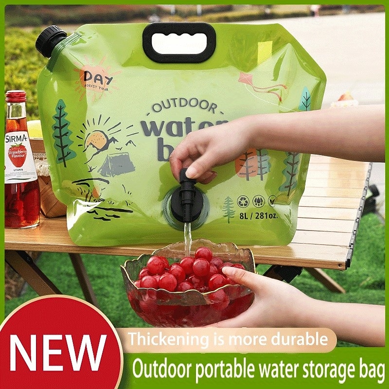 Durable Extra Thick Portable Water Storage Bag  Collapsible Design Secure Cap Feature Reinforced Design & Easy-to-Carry Handle for Camping Hiking & Travel Perfect for Outdoor Adventures & Holiday