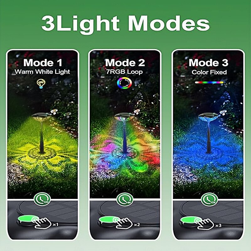 1PC Clover Solar Lights for Outside Pathway Lights Clover Solar Garden Walkway Lights 3 Mode Outdoor Solar Path Lights Maintain of Landscape Lighting Decorative for Lawn Yard Patio2