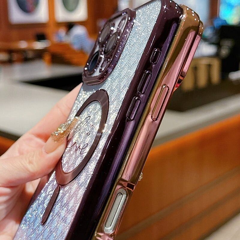 Phone Case For iPhone 17 Pro Max 17 Air 16 15 14 Pro Max Plus 16e 13 Pro Max Back Cover Support Wireless Charging Non-Yellowing Bling Glitter Shiny Color Gradient3