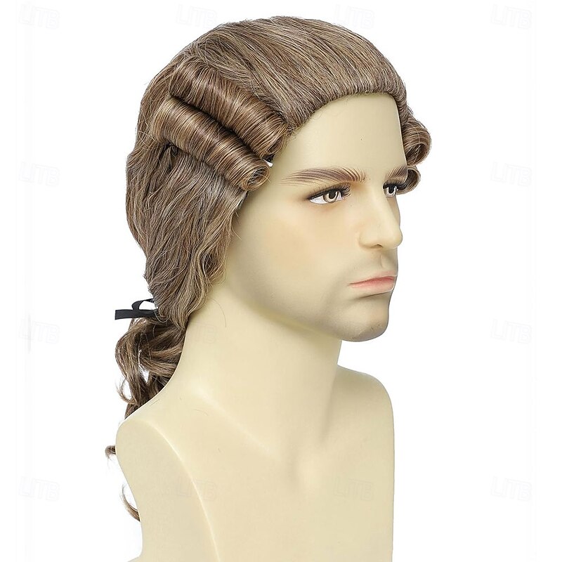 Regency Judge Colonial Long Wave Wig for Halloween Historical Colonial CostumeGeorge Washington Wig Colonial Wig2