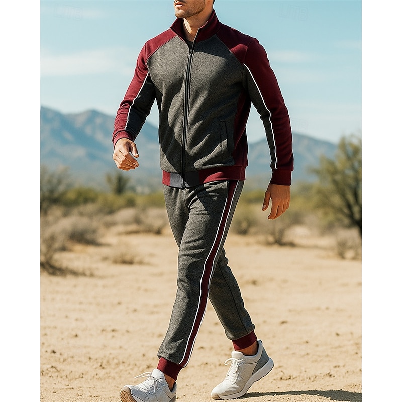 Men's Tracksuit Sweatpants Track Pants Pockets Full Zip Color Block Clothing Suit Fall Black Blue Fishing Hiking Running Sun Protection Windproof Lightweight Long Sleeve Sport Activewear Micro-elastic3