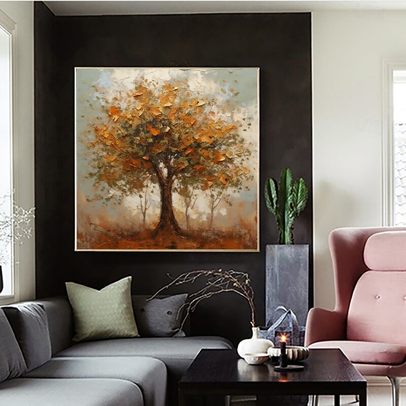 Handmade Oil Painting Canvas Wall Art Decoration Modern Abstract Golden Tree Landscape for Home Decor Stretched Frame Hanging Painting/Rolled Frameless Unstretched Painting3