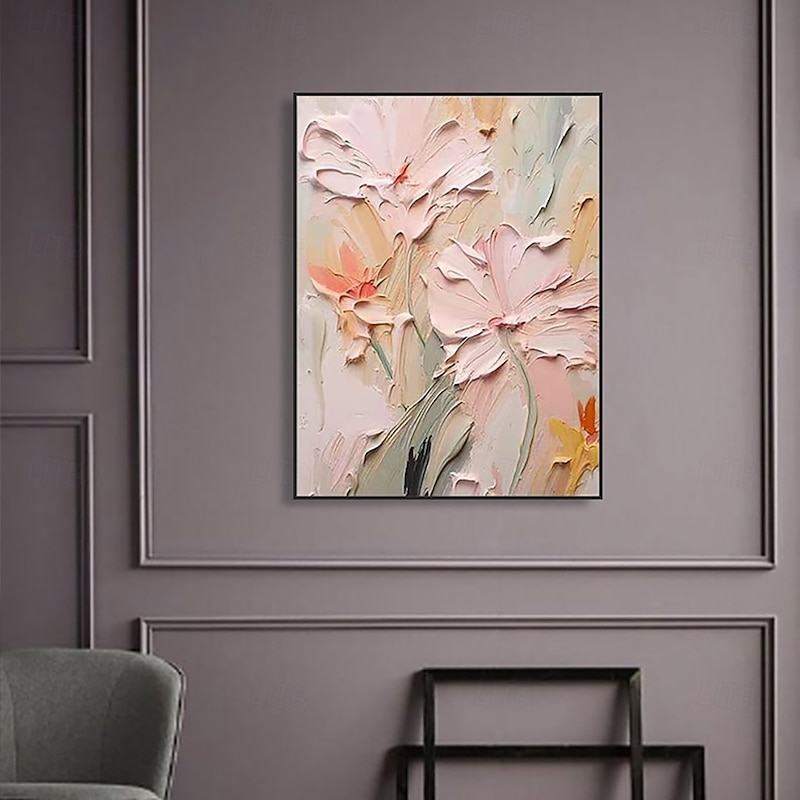 Handmade Oil Painting Wall Art Decoration Simple Abstract Flowers for Home Decor Stretched Frame Hanging Painting/Rolled Canvas (No Frame)3