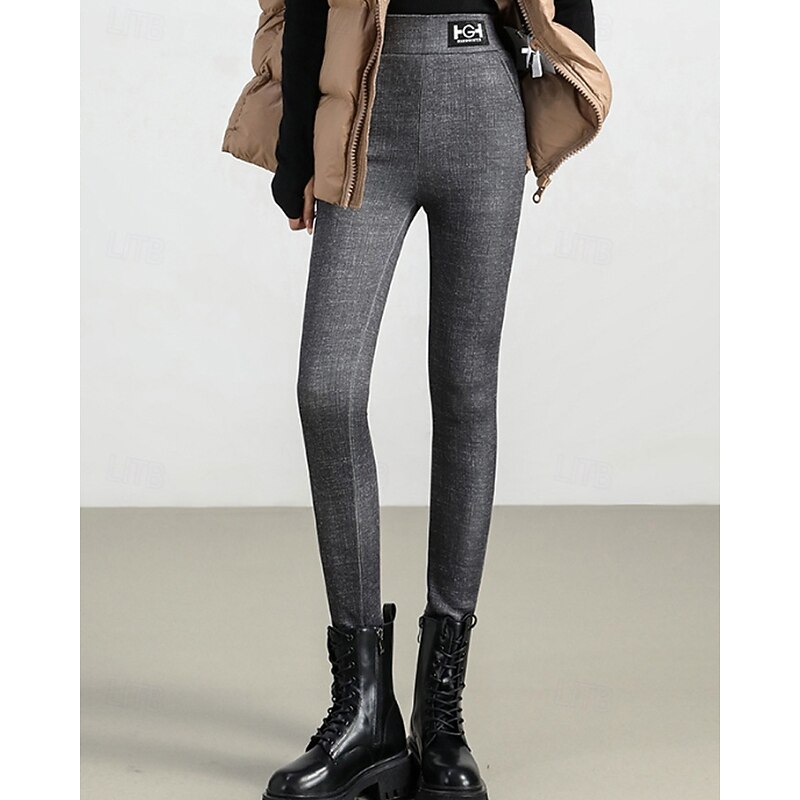 Women's Slacks Leggings Jeggings Streetwear Casual Full Length Natural Plain Pocket Elastic Waist Soft Daily Wear Weekend Grey Blue Fall Regular Fit3