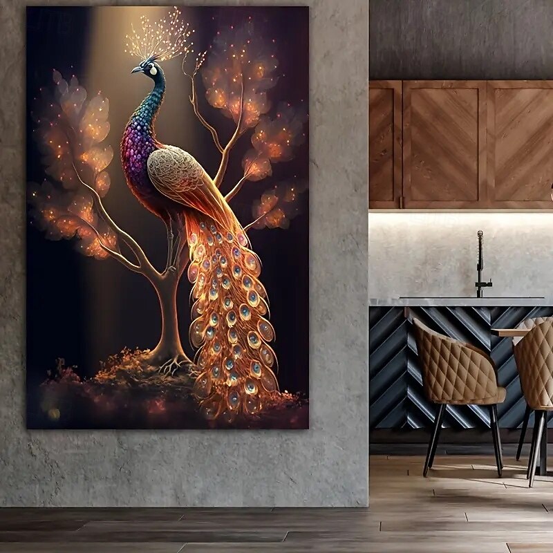 1 Frameless Modern Beautiful Peacock Glowing Canvas Poster For Bedroom And Living Room Decoration3