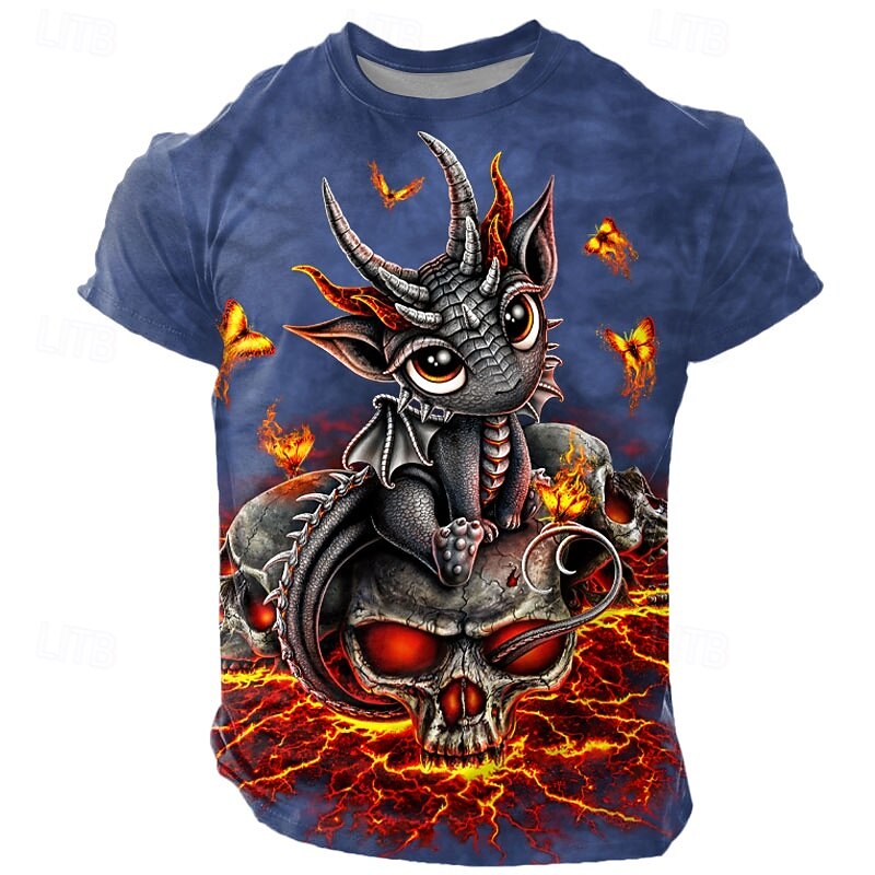 Halloween Men's Sarah Richter Dragon Devil T Shirt Short Sleeve T shirt 3D Print Crew Neck Round Neck Shirt Exaggerated Designer Artistic Street Casual Daily Black Red Blue Summer Spring Clothing