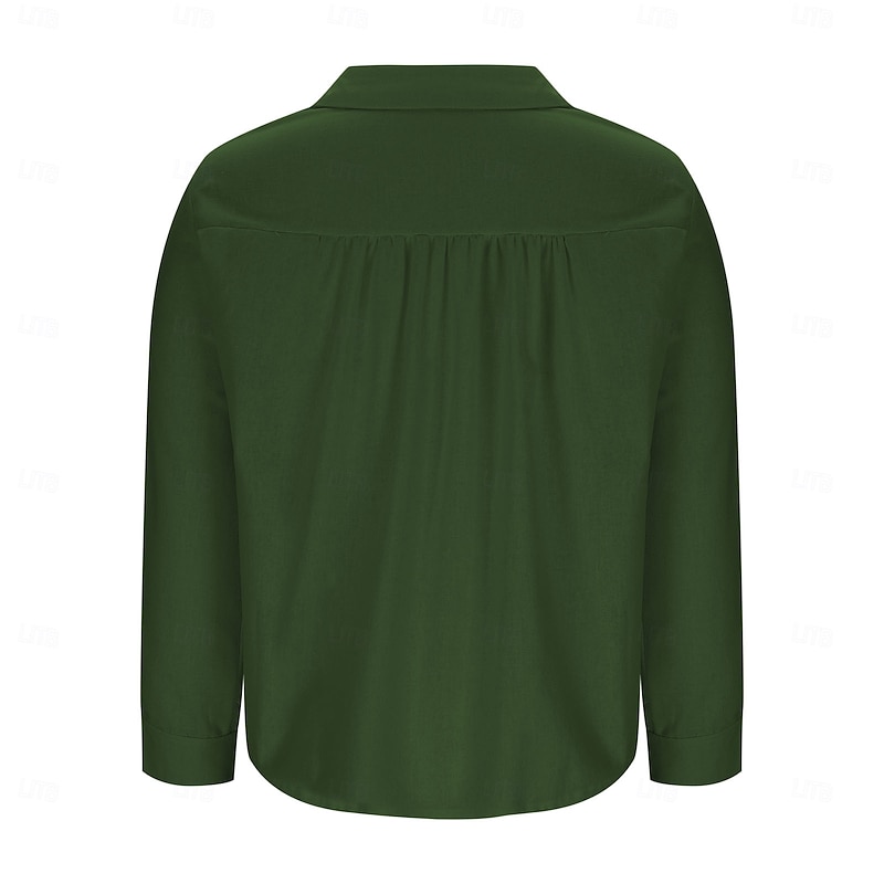 Women's Blouse Button Down Solid Color Elegant Vintage Tropical Long Sleeve Shirt Button Down Blouse Collar Regular Tops Daily Holiday Buttons Black White Pink Navy Blue Blue Summer Spring Fall2