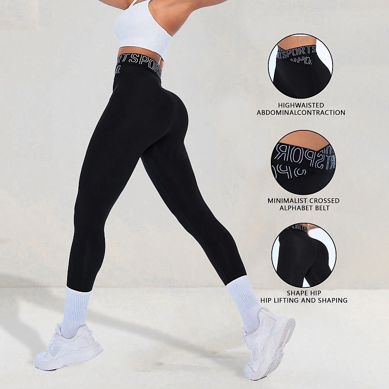 Women's Capri Leggings Yoga Leggings Tummy Control High Waist Gym Dance Athletic Bottoms Solid Color Black Fall Sports Activewear Tight Fit2