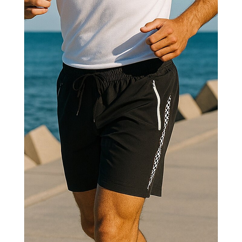 Men's Running Shorts sport pants Elastic Waistband Shorts Sports & Outdoor Casual Breathable Quick Dry Lightweight Elastic Tennis Golf Running Regular Fit Sportswear Activewear Color Block White3