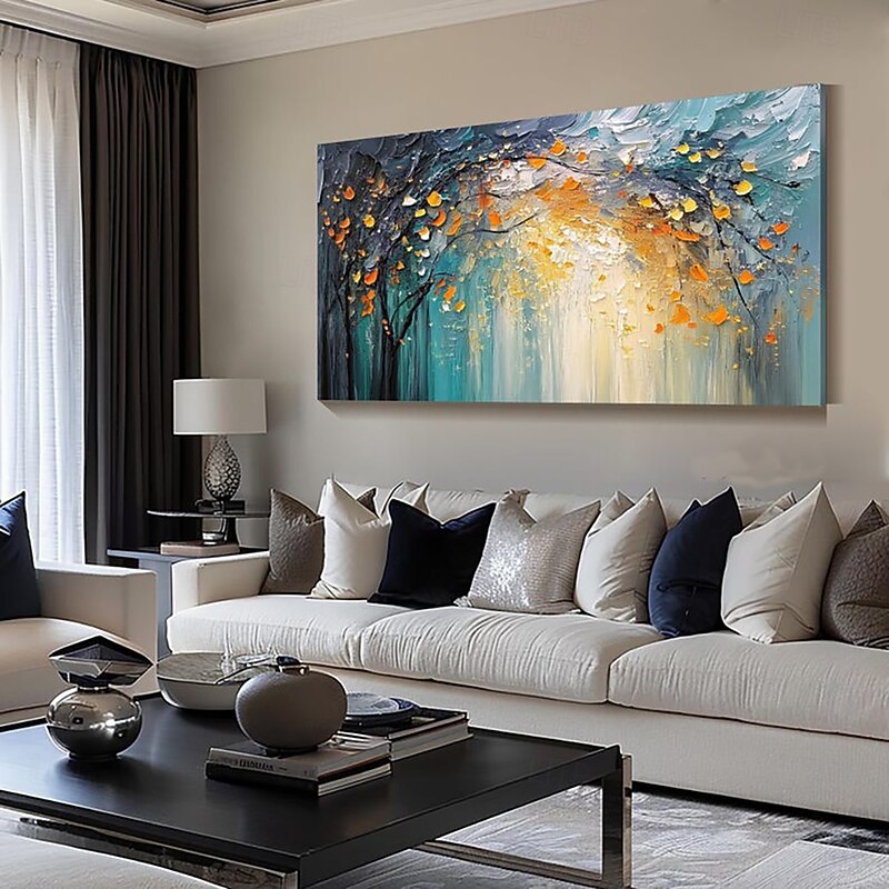 Handmade Oil Painting Canvas Wall Art Decoration Modern Abstract Forest Landscape for Living Room Home Decor Stretched Frame Hanging Painting/Rolled Canvas (No Frame)3