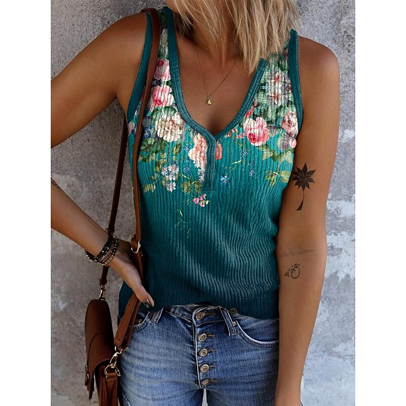 Women's Camisole Tank Top Floral Graphic Vintage Stylish Ethnic Sleeveless Sleeveless V Neck Regular Tops Daily Print Black Pink Light Purple Purple Orange Summer Spring3
