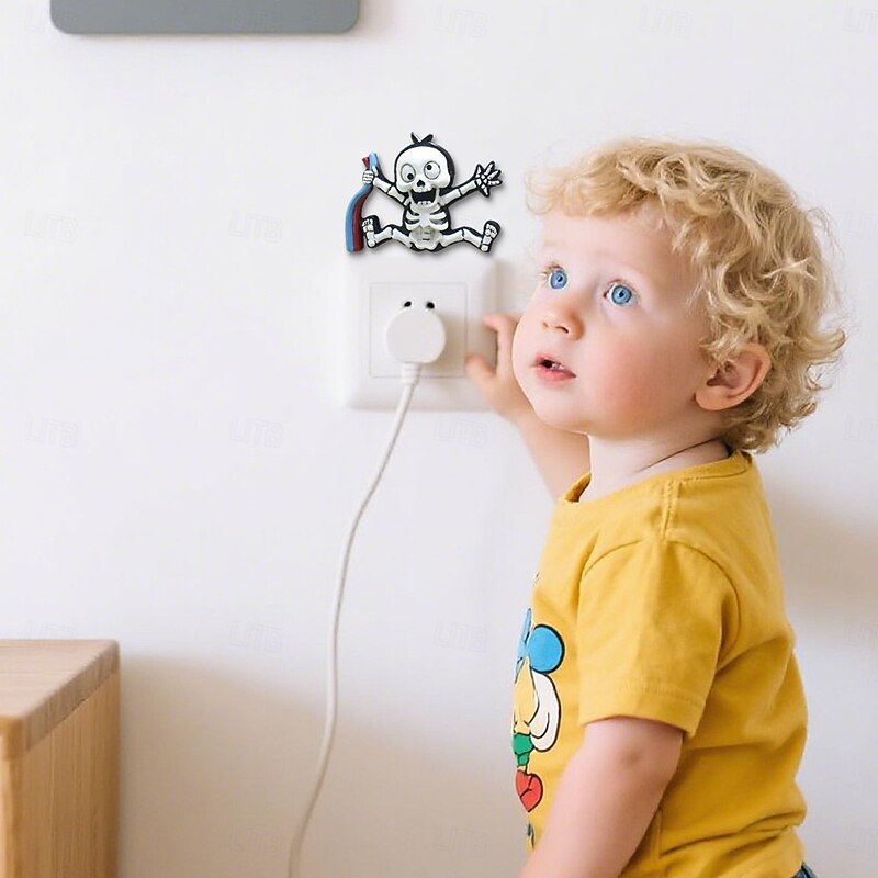 Halloween Skeleton Shock Wall Sticker, Resin Light Switch Wall Decal, Creative Warning Sign for Home Decor, Spooky Wall Art for Halloween Party Decoration2