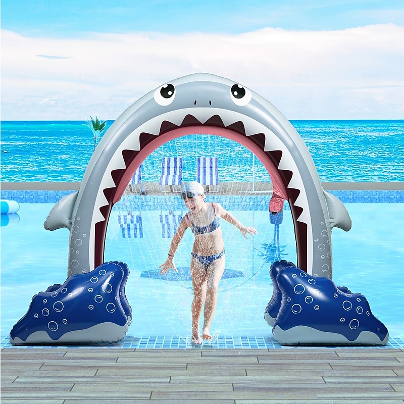 Giant Shark Sprinkler Kids Inflatable Water Toy Summer Outdoor Play Sprinkler Outdoor Play Sprinklers for YardSummer Game Gift for Boys or Girls2