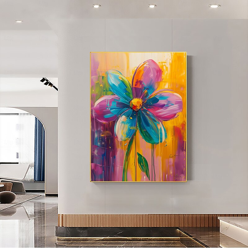 Handmade Oil Painting Canvas Wall Art Decoration Abstract Colorful Flower Painting Floral Painting for Home Decor Rolled Frameless Unstretched Painting2