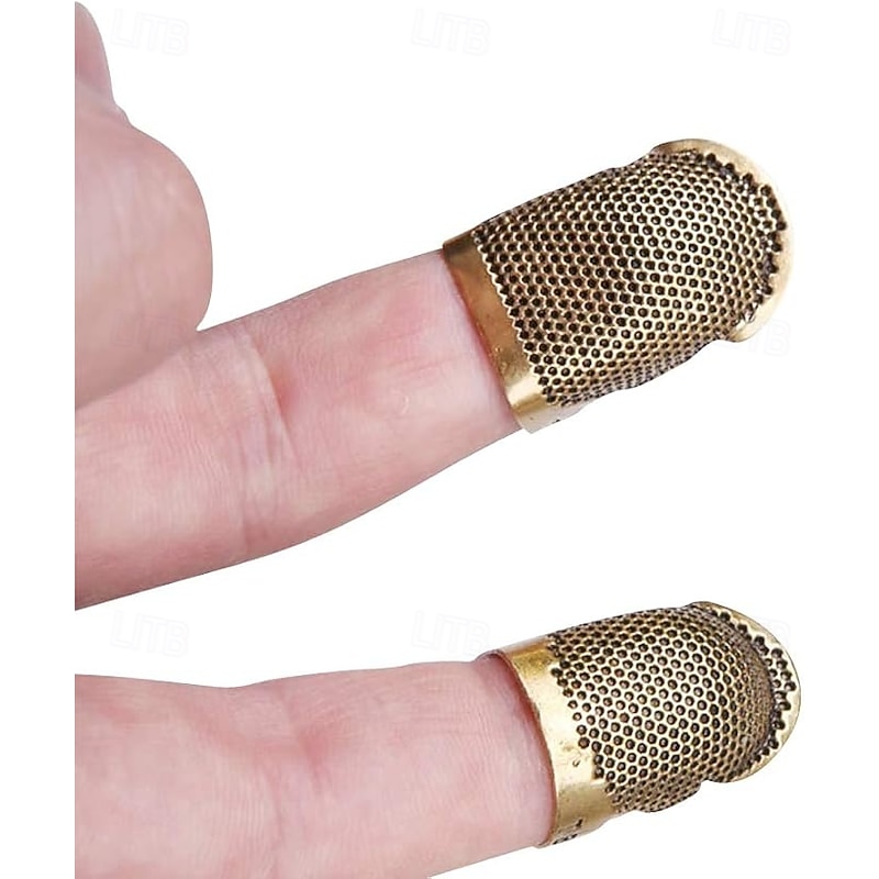4 Pack Sewing Thimble Finger Protector Adjustable Finger Metal Shield Protector Pin Needles Sewing Quilting Craft Accessories DIY Sewing Tools Needlework(2 Sizes)4