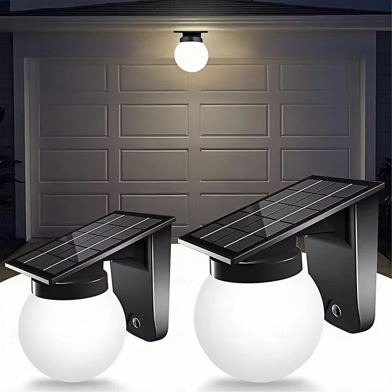 Solar Wall Lights Outdoor Adjustable Brightness Color IP65 Waterproof Solar Bulb Light for Garden Yard Gate and Pathway Lighting 1PC