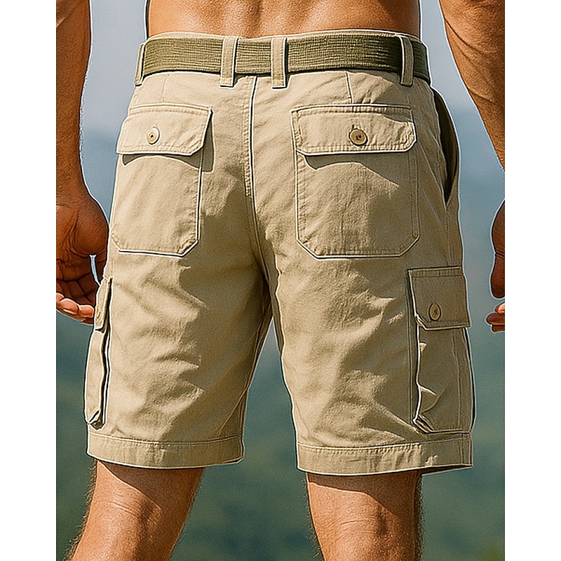 Men's Cargo Shorts Summer Outdoor Regular Fit Waterproof Windproof Bottoms Pocket Black Green Cotton Camping / Hiking Running S M L XL XXL2