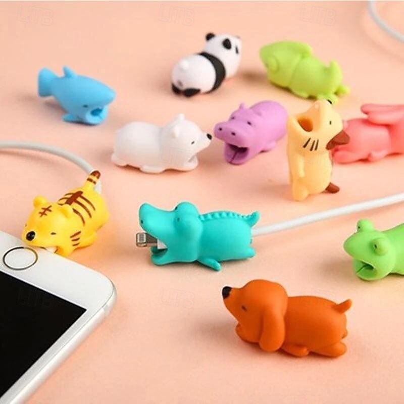 5pcs Animal Bite Cable Protectors Cute Cartoon Animal Wire Covers for Phone Charger Cord Protection Decorative Silicone Cable Saver for iPhone USB Data Cables4