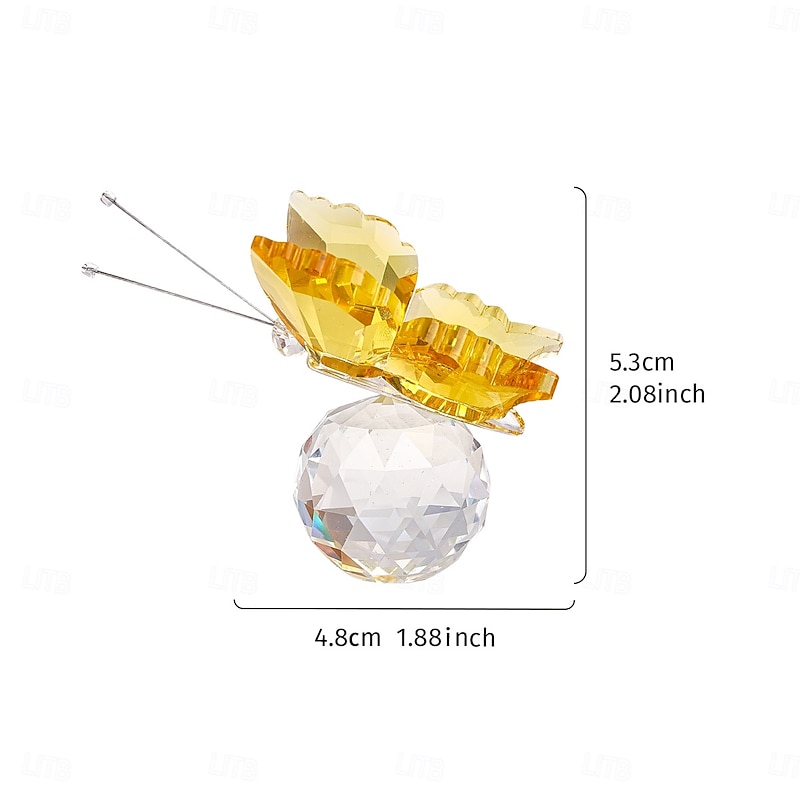 Crystal Glass Butterfly Figurine with Clear Globe Base, Elegant Glass Animal Sculpture for Home Decor, Transparent Butterfly Ornament for Shelf, Desk or Gift Display3