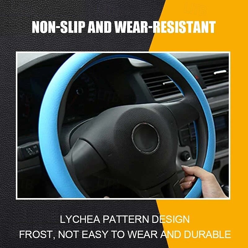 Car Silicone Steering Wheel Cover Fashionable Nonslip Soft Slim Fit Universal Auto Grip Protector for All Seasons Comfortable Wear Resistant Flexible Handle Sleeve4