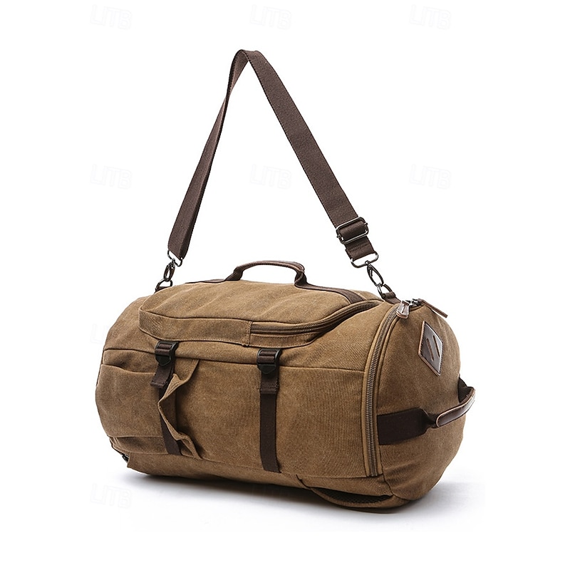 Men's Vintage Canvas Convertible Backpack Duffel Bag - Large Capacity Multi-Function Travel Shoulder Bag for Back to School, Weekend Trips, Gym and Outdoor Use4
