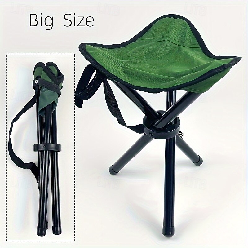 1pc Travel Folding Camping Stool Outdoor Portable Party Chair Fishing Chair Seat Suitable for Camping Fishing Hiking Gardening and Beach Painting Green