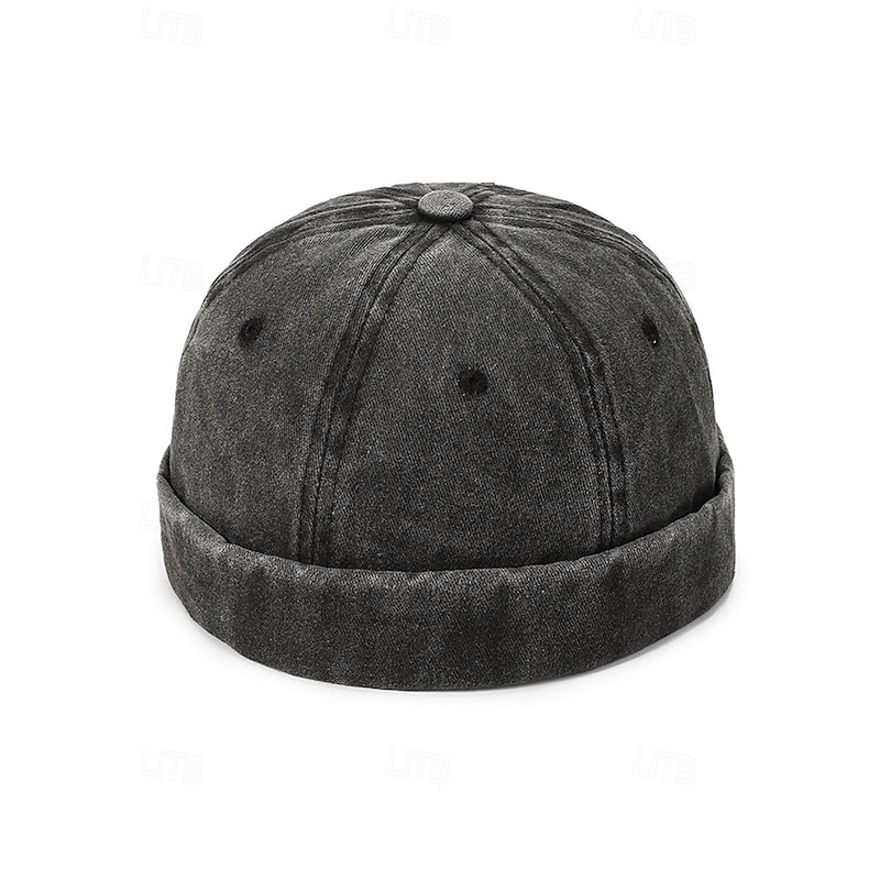 Men's Vintage Cuffed Docker Cap – Adjustable Polyester Workman Beanie Hat for Urban Streetwear, Casual and Outdoor Use3