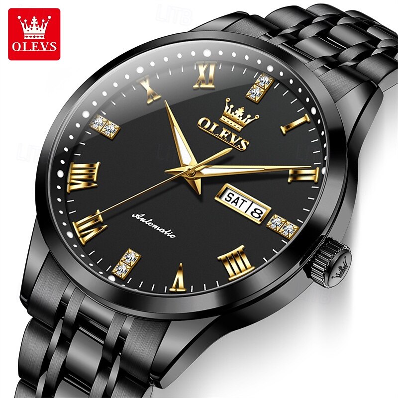 The New Olevs Brand Men'S Business Fully Automatic Mechanical Watch Is Waterproof Luminous Calendar And Day Display Fashionable And Trendy Men'S Watch Casual Sports Wristwatch2