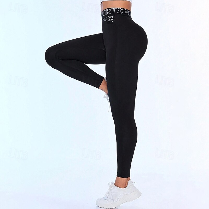 Women's Capri Leggings Yoga Leggings Tummy Control High Waist Gym Dance Athletic Bottoms Solid Color Black Fall Sports Activewear Tight Fit4
