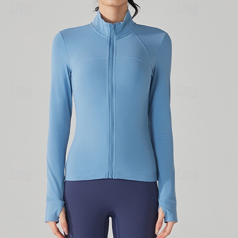 Women's Fleece yoga Jacket Stand Collar Warm Moisture Wicking Full Zip Long Sleeve Sports Solid Color Top For Gym Gym Workout Fitness Slim Activewear3