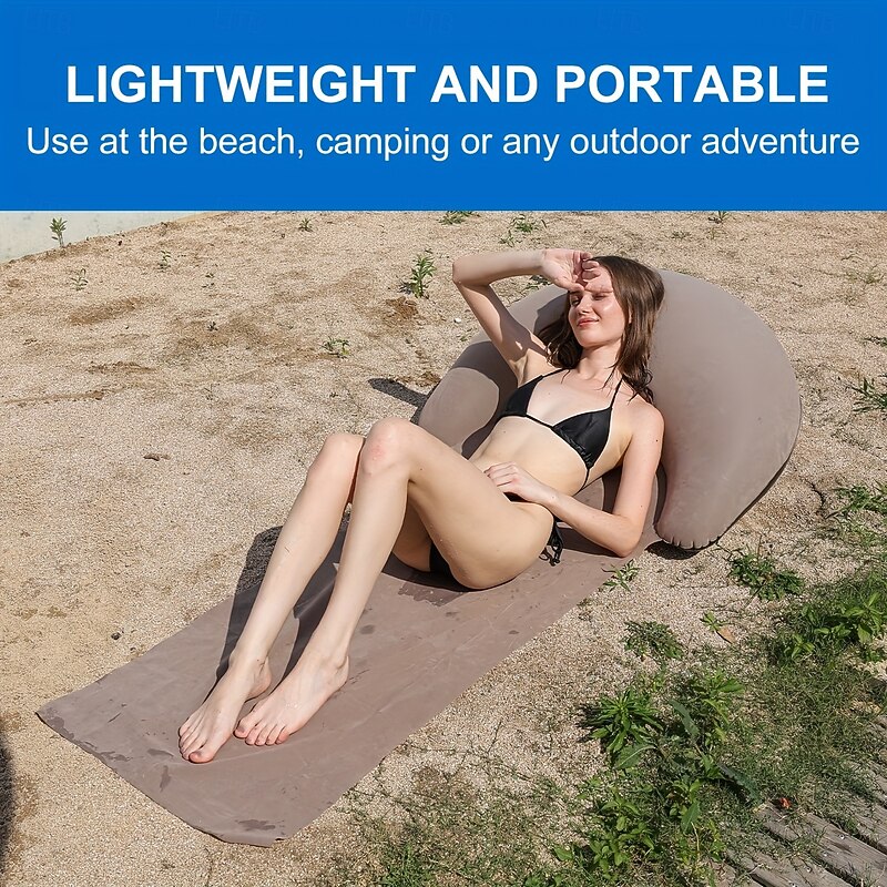 1pc Portable Inflatable Beach Mat - Durable PVC Foldable & Portable Ideal for Beach Parties & Outdoor Activities All-Season Use Machine Washable Beach Party Essentials  Modern Beach Mat4