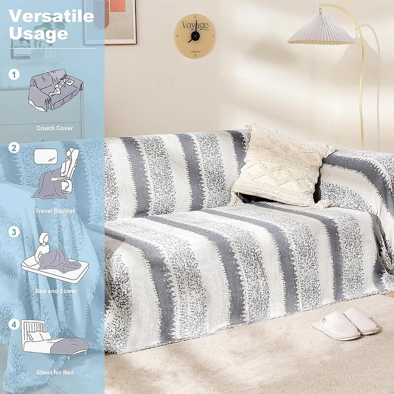 Boho Sofa Cover, Couch Covers for 3 Cushion Couch Sofa Pet Friendly, Sofa Cover Washable, Soft Chenille Living Room Couch Covers Slipcover, Pet Furniture Protecto3