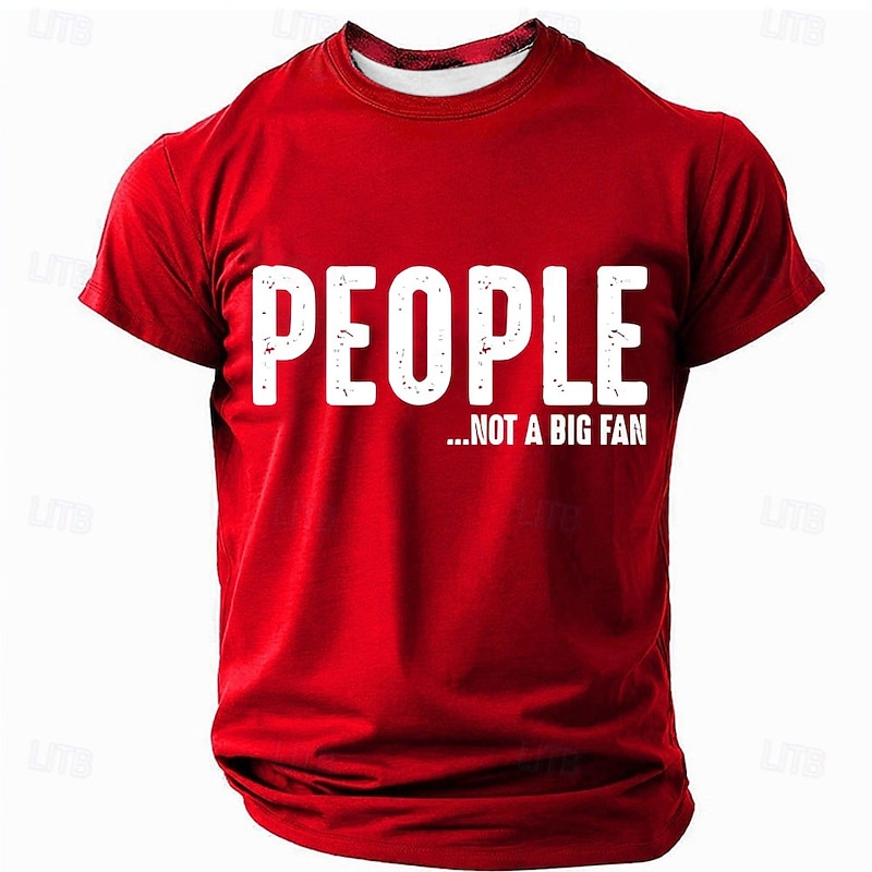 Men's Sarcastic 'People Not A Big Fan' Graphic T-Shirt, Funny Introvert Short Sleeve Tee2