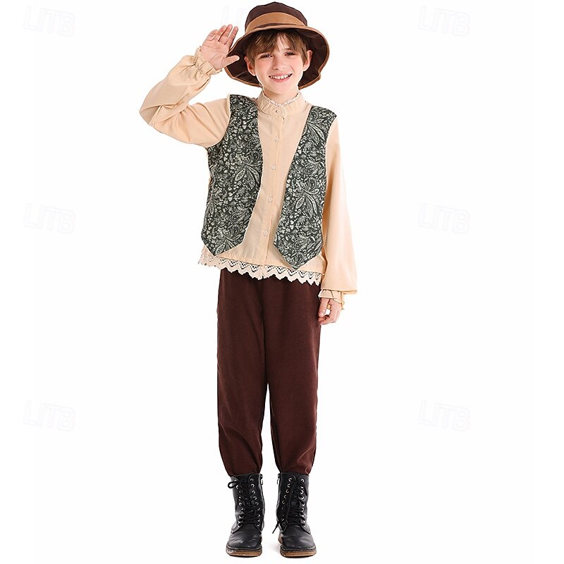 Fairy Tale Village Boy Pioneer Cosplay Costume Outfits Storybook Characters Cosplay Movie Cosplay for Boys' Kid's Halloween Carnival World Book Day Performance Educational Dress Up School Event Dress