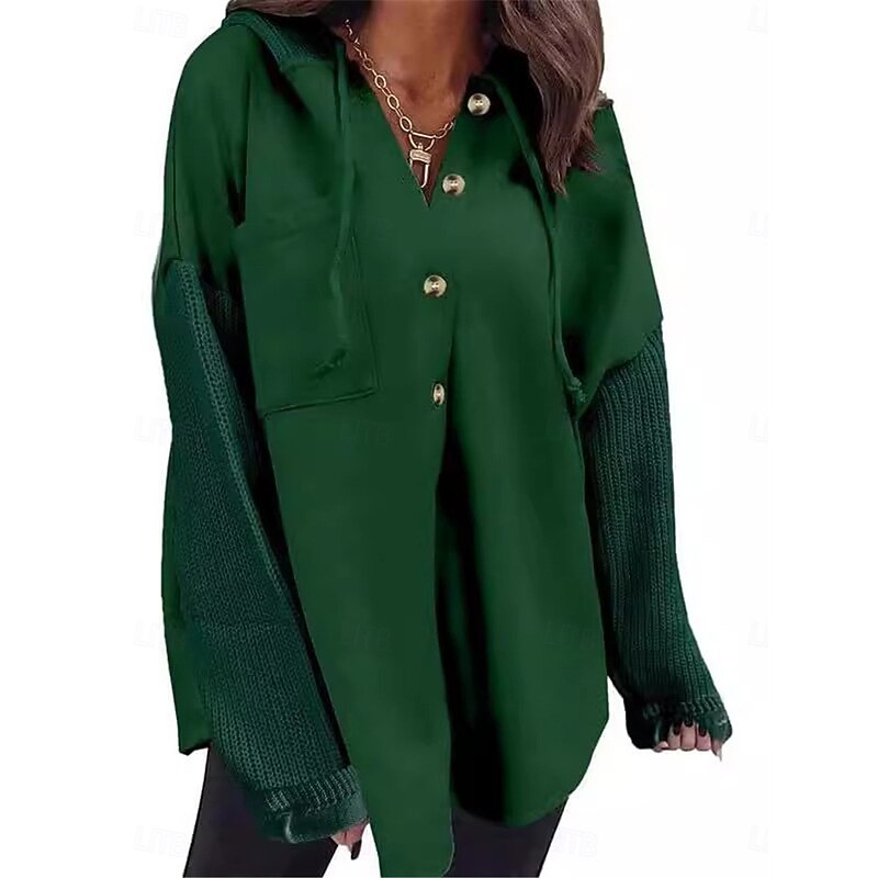Women's Pullover Hoodie Sweatshirt Plain Casual Long Sleeve Hooded Regular Tops Street Dailywear Pocket Buttons Black Orange Green Khaki Gray Fall Winter3