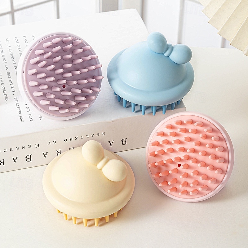 Cute Silicone Scalp Shampoo Brush, Handheld Hair Washing Scrubber for Deep Cleaning and Massage, Dual Use for Wet and Dry Hair