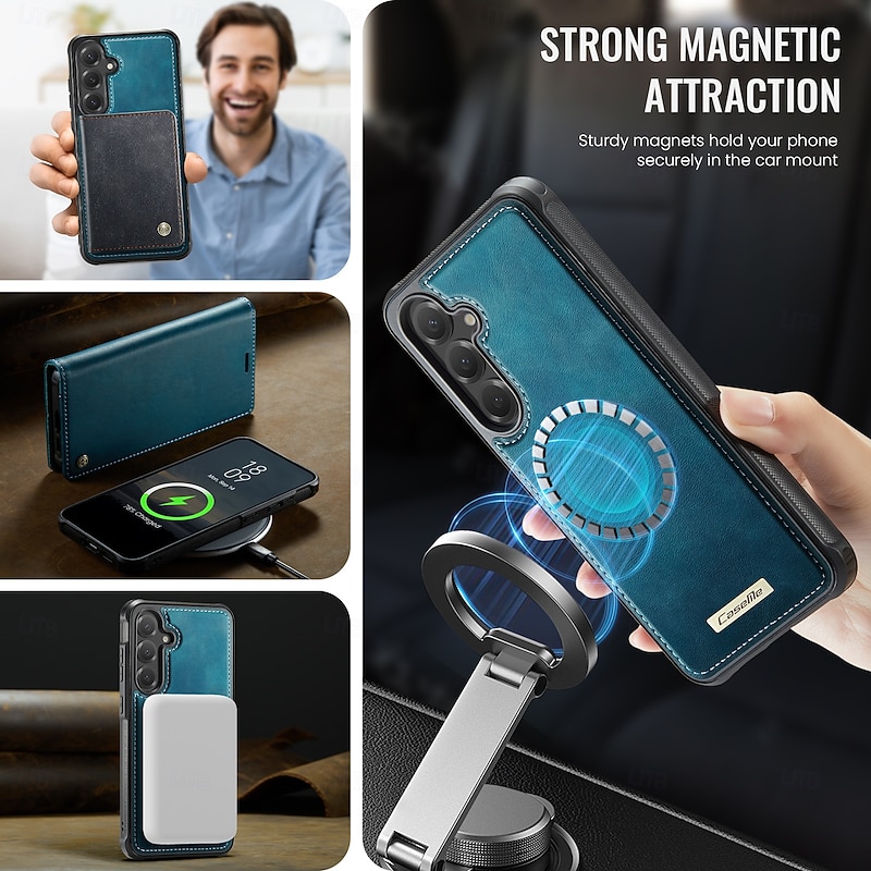 Phone Case For Samsung Galaxy S25 S25 Edge S24 S24 FE S23 S22 S21 Ultra Plus S20 Flip Cover Detachable Magnetic Support Wireless Charging TPU PU Leather3
