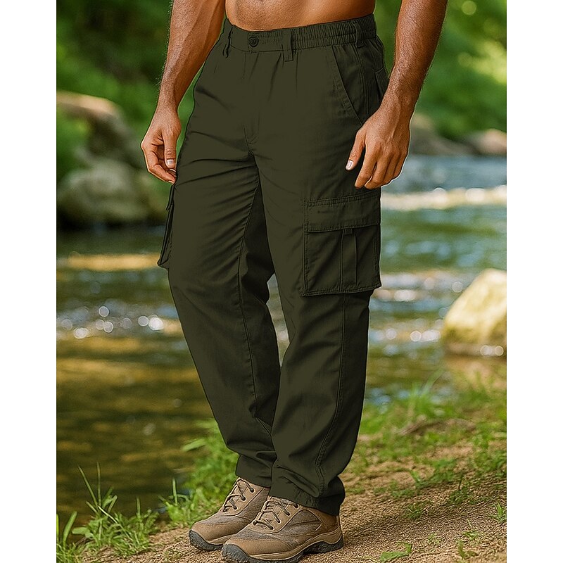Men's Cargo Pants Hiking Pants Trousers Outdoor Regular Fit Waterproof Windproof Bottoms Pocket Black Army Green Camping / Hiking Running S M L XL XXL4