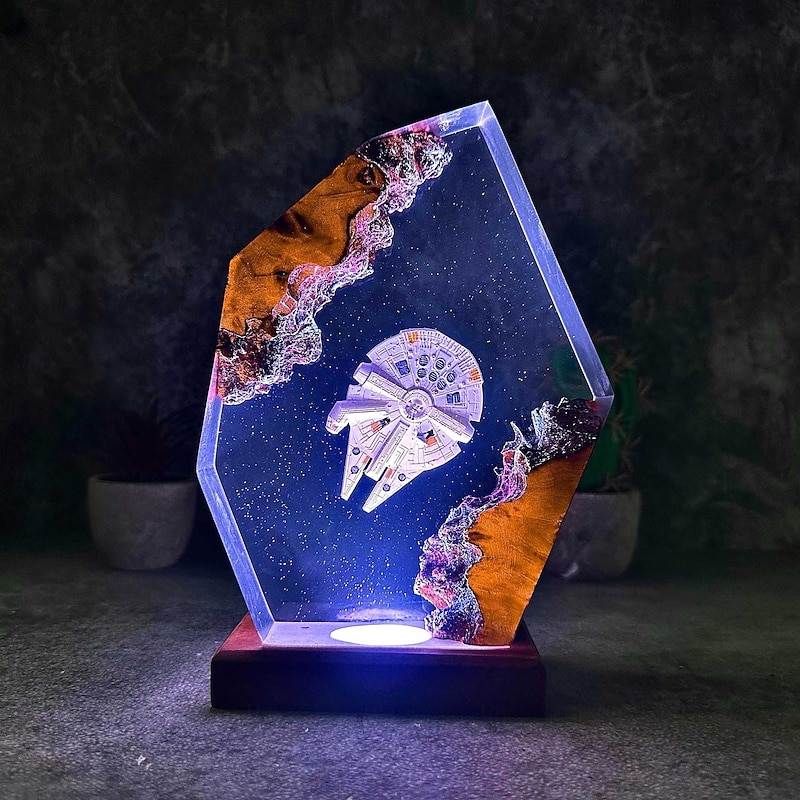 Galaxy Night Light, Space Ship Lamp, Epoxy, Resin Lamp, Personalization Gift