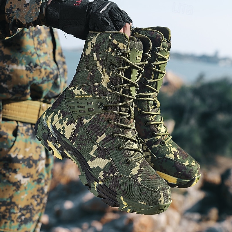 Men's Camouflage Tactical Boots with Anti-Slip Sole, Breathable Army Combat Footwear for Hunting, Patrol & Survival Gear3